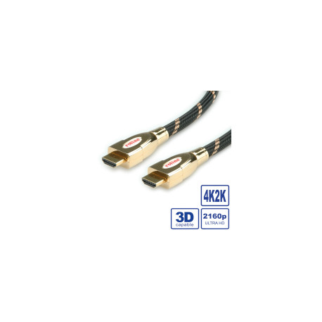 Roline GOLD HDMI Ultra HD kabel sa mrežom, HDMI M - HDMI M, 1.0m