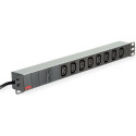 Roline strujna priključnica 19", 8×IEC3200 C13-C14 M (UPS) priključak kabla, 2.0m, aluminium