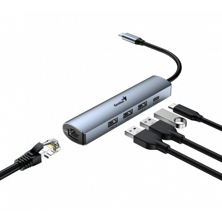 Genius UH-545, 5-u-1 USB 3.0 hub + Ethernet