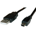 Roline USB2.0 kabel TIP A(M) na Mini 5-pin(M), 1.8m, crni