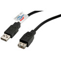 Roline USB2.0 kabel TIP A-A M/F 3.0m, crni (produžni)