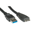 Roline USB3.0 kabel TIP A(M) - Micro B(M), 0.8m, crni