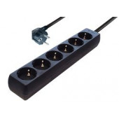 Transmedia 6-way Schuko Outlet power strip. Black