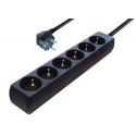 Transmedia 6-way Schuko Outlet power strip. Black