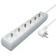 Transmedia 6-way power strip, 5,0 m cable, White