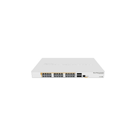 Mikrotik Cloud Router Switch CRS328-24P-4S+RM, 800 MHz CPU, 512MB RAM, 24×G-LAN (all PoE-out), 4xSFP+, RouterOS L5/SwitchOS