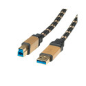 Roline GOLD USB3.0 kabel TIP A/B M/M, 1.8m, crno/zlatni