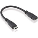 Roline USB-C kabel (M/F), 20V/5A, 0.15m, crni