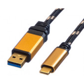 Roline GOLD USB3.1 Gen2 kabel TIP A-C M/M, 1.0m, crno/zlatni