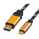 Roline GOLD USB3.1 Gen2 kabel TIP A-C M/M, 1.0m, crno/zlatni